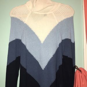 Chevron different shades of blue turtleneck